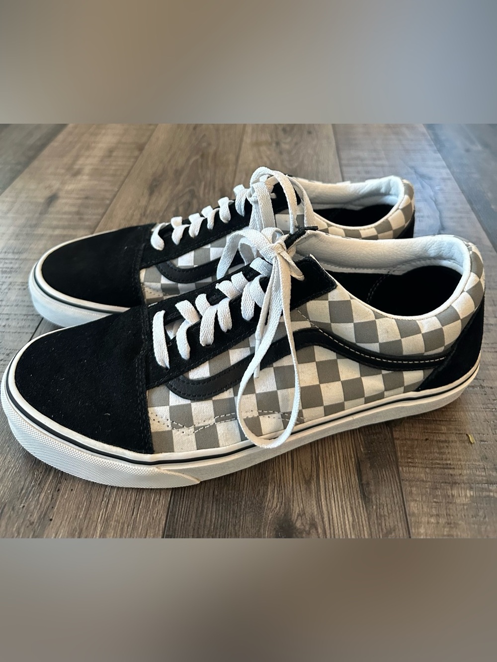 Vans Old Skool Shoes Mens Size 10.5 Black White Checkerboard Skate Sneakers